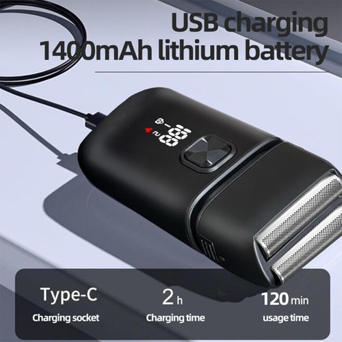 Afeitadora eléctrica para hombre afeitadora de papel de afeitar recortadora de barba inalámbrica USB recargable - Imagen 12 de 14