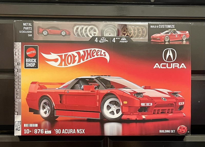 Mattel Brick Shop Hot Wheels '90 Acura NSX Set 876pcs Metal Parts JFT17