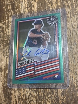 2026 Panini Prizm USA Stars & Stripes Baseball Cole Carlon SP Green Auto #47