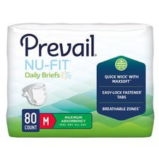 Prevail Nu-Fit Daily Briefs, Maximum Absorbency, Medium 32 - 44 Inch, 80 Count