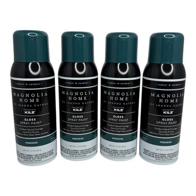 (4) Magnolia Home by Joanna Gaines Gloss Paint 12 oz Weekend Green