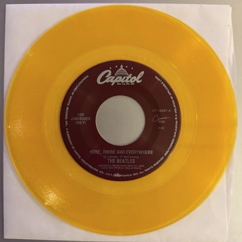 The Beatles Here, There and Everywhere 7" Yellow Vinyl Single Capitol Records