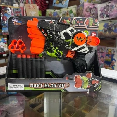 Play Time Fun Dart Blaster Toy Gun with Foam Darts, Black/Orange