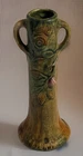 WELLER HIGH RELIEF WOODCRAFT APPLE TREE TRUNK VASE WITH 2 HANDLES  7”