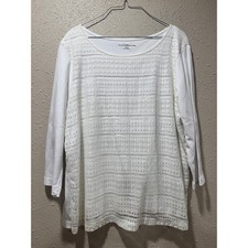 Croft & Barrow Womens XXL White Lace Front 3/...