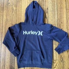 Hurley Hoodie Youth Large Navy Logo Spell Out Surf Skate Beach EUC