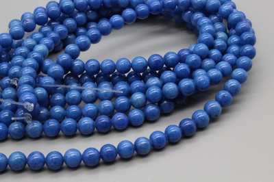 Blue Mashan Jade Beads 8mm Round Dyed Gemstone 15in Strand