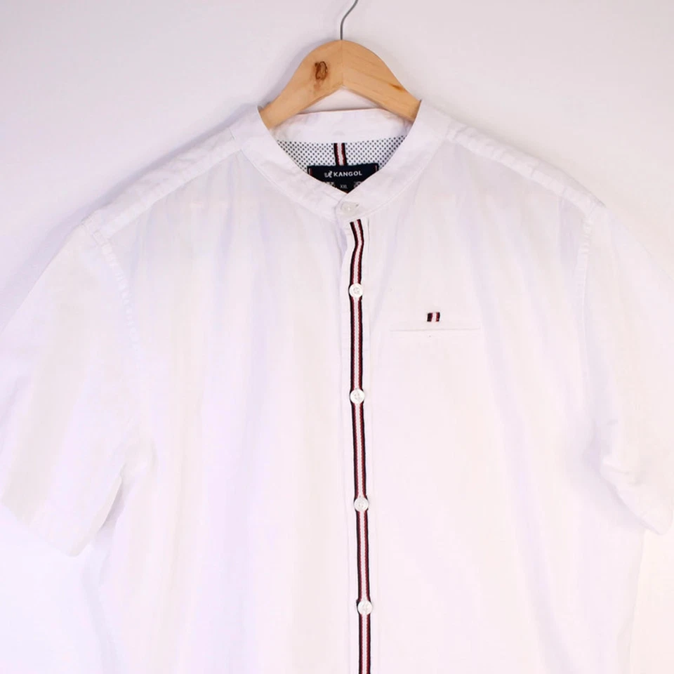 Kangol White Short Sleeve Button Shirt 2XL – Casual Smart Top Button Up Shirt - Image 3 of 4
