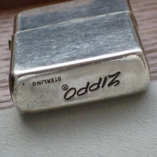 Zippo Sterling Silver 1980s Engraved Italic Logo Used