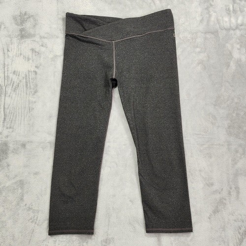 Fabletics Leggings Womens S Gray Winn Powerhold Crop Crossover Waist Capri Yoga