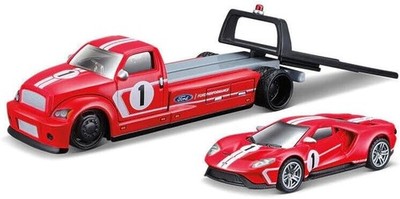 MAISTO 2018 FORD GT + FLATBED HERITAGE EDITION ROT 1:64 DIE CAST METAL MODEL NEU