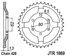 JT Steel Rear Sprocket 428 45T fits Yamaha XT225 2001-2007