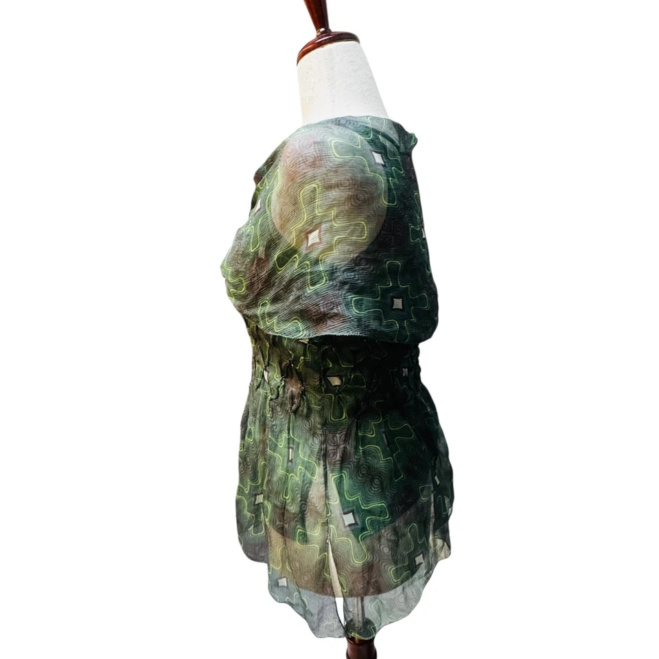 Blusa geométrica de seda transparente Max Studio con cami | Talla M | Nueva con etiquetas Foto 3 de 4