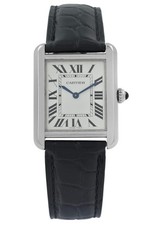Cartier Tank Solo 3170 WSTA0030 Silver Dial Black Strap 24MM Ladies' Quartz