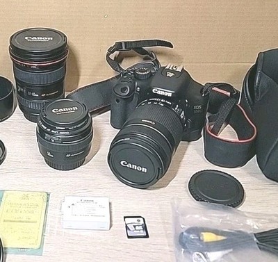 2010 Jackie Chan Model Canon EOS 550D Digital SLR Camera + 3 Lenses! Very Rare!