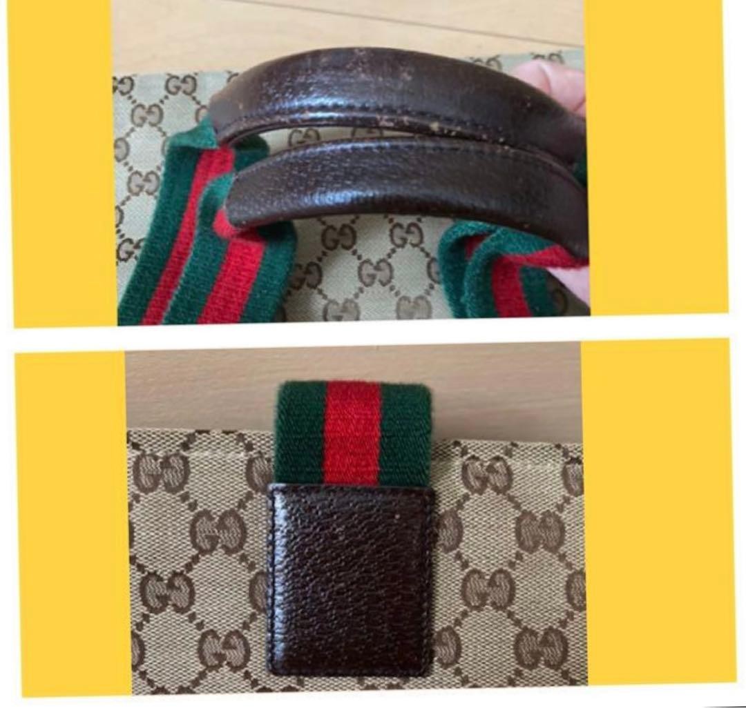 GUCCI Vintage Tote Bag Canvas A4 Size Business Use Authentic thumbnail 9