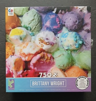 Ceaco Brittany Wright Rainbow Ice Cream 750 Pc Jigsaw Puzzle RARE COMPLETE