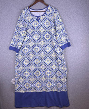 Norm Thompson Comfort Collection Dress Women's 1X Blue White Geometric Casual