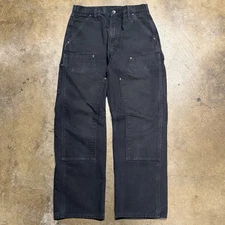 Vintage Carhartt Double Knee Black Carpenter Work Wear Pants Fits 31 x 29.5