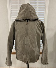 Mens XL Carhartt Washed Duck Canvas HOODED Quilted Jacket 100733 251 Distressed