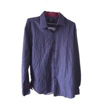 Nine West Purple & Blue Patterned Men's Slim Fit Long Sleeve Button Front Shirt