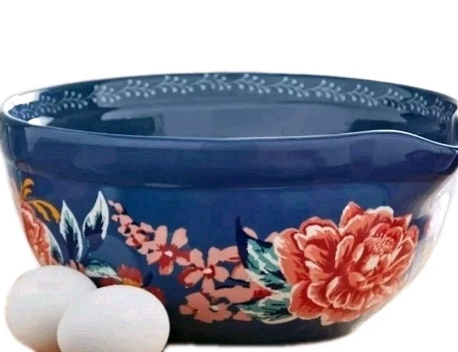 Pioneer Woman ~ 2.6 Quart Mixing Bowl w/Spout ~ KEEPSAKE FLORAL ~ Vintage Design