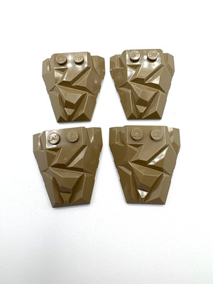 LEGO lot of 4 64867 Wedge 4x4 Fractured Polygon Top Dark Tan