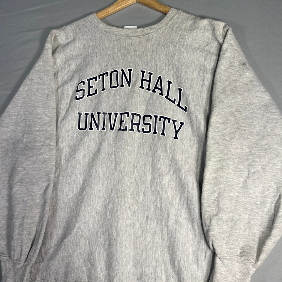 Seton Hall Pirates Sweatshirt Mens XL Gray Vintage Champion Reverse Weave 90s - Image 3 of 4