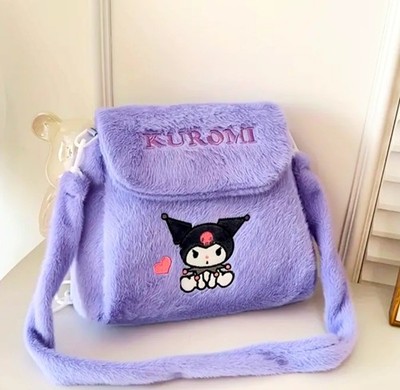 ''Sanrio Style'' Purple Kuromi Plush Crossbody Bag  Embroidered, Interchangeable
