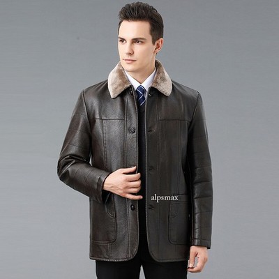 Genuine Leather Jacket Fur All-in-one Men's Jacket Velvet