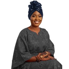 African Head Wrap Cover Women Turban Nigerian Headtie Big Flower Hat Bonnet Cap