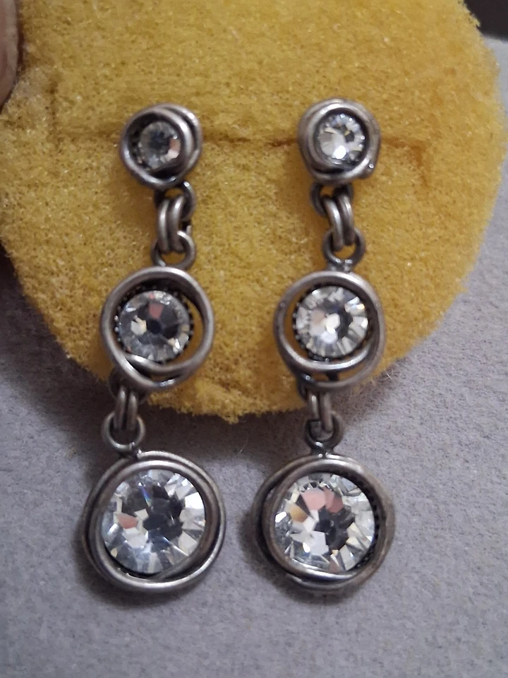 Brincos pendurados de cristal em camadas de prata Konplott, design graduado, feitos à mão - Imagem 4 de 4