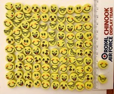 102 Mini Yellow Face ERASRES, Bulk Party Favours, Emoji Style, Stocking, Joblot