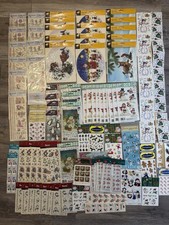 Vintage Christmas Stickers Rub-Ons Scrapbooking Craft Lot 100 Sheets NOS