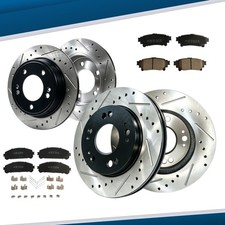 Front Rear Drilled Rotors Brake Pads For Toyota Sienna Highlander 2015 2016-2019
