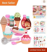 Colorful Ice Cream Set with Working Scoop - Fun Educational Toy for Ages 3