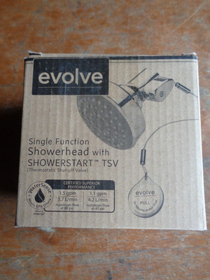Evolve Single Function Chrome Shower Head 1.5 GPM + Shower Start TSV. NEW IN BOX