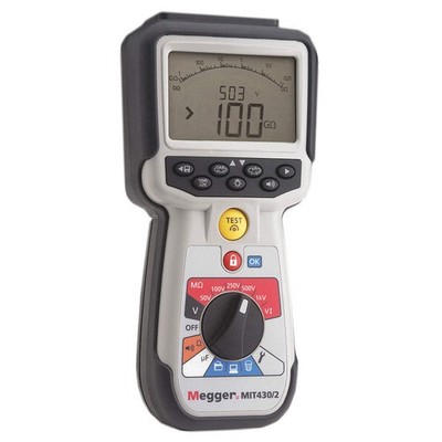 MEGGER MIT430/2 Megohmmeter, 50 to 1000V DC, Backlit LCD 49AG75