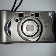 Minolta Zoom 80 Remote Date Grey / Silver Toned Film Camera For Parts