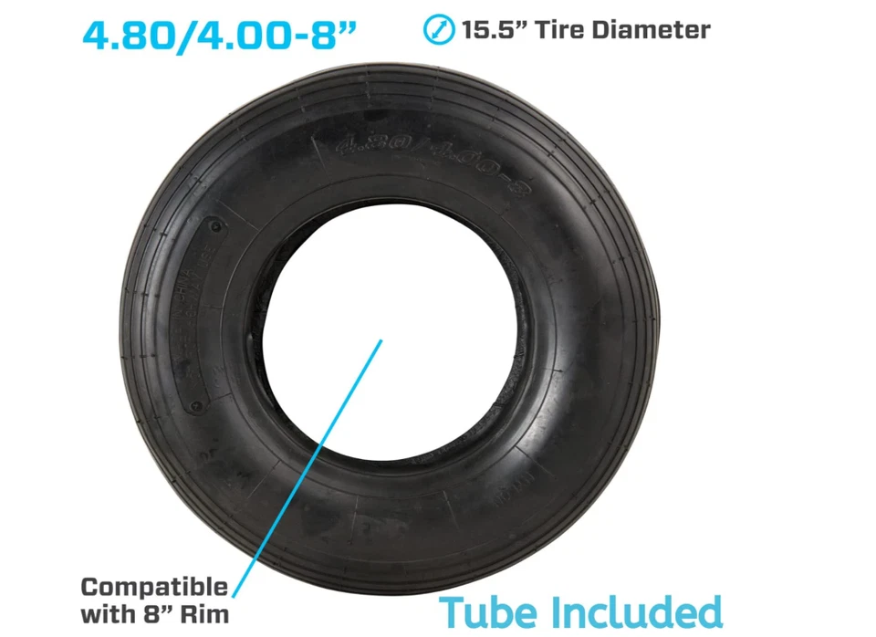 Marathon 4.80/4.00-8" banda de rodadura acanalada neumático lleno de aire y juego de tubo interior Foto 4 de 4