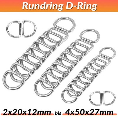 D-Ring D-Ringe Halbrund Ring Halbrunde D Ringe D-Ring Rundring 2mm bis 40mm