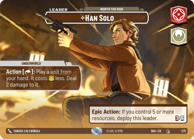 1X-Han Solo - Worth the Risk - Showcase - Foil-SWU02-Shadows of the Galaxy-Star 