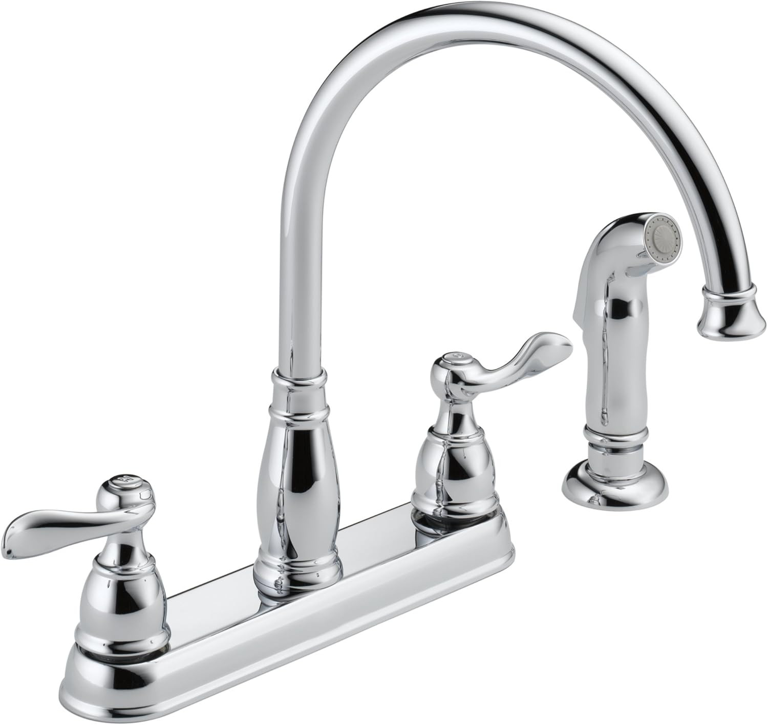 Chrome 4 Hole Kitchen Faucet with Side Sprayer Two Handle Si