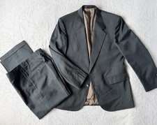 Vtg Evan Picone Wool 2 Piece Suit Mens 42 Reg Pinstripe 34W Cuffed Flat Front