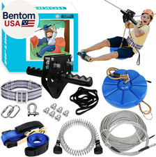 Zip Line Kit for Kids Adults : 100FT up to 380Lbs - Quick Tighten Zipline for Ba