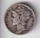 1942-P MERCURY DIME 10¢ PHILADELPHIA 90% SILVER COIN UNITED STATES MINT