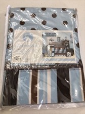 Trend lab baby room tab top valance NWT blue brown polka Dot Stripe