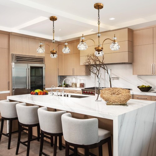 WJShome Vintage 3 Lights Gold Glass Pendant Lighting Rustic Style Chandelier ... - Picture 3 of 7