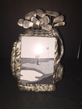 8" Tall HUANN DEAN 3-D Pewter GOLF CLUBS in BAG 3.5x5 Photo Picture Frame NEW