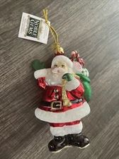 Noble Gems™ Kurt Adler Glass Santa With Sack Of Gifts NBX0007 New In Box